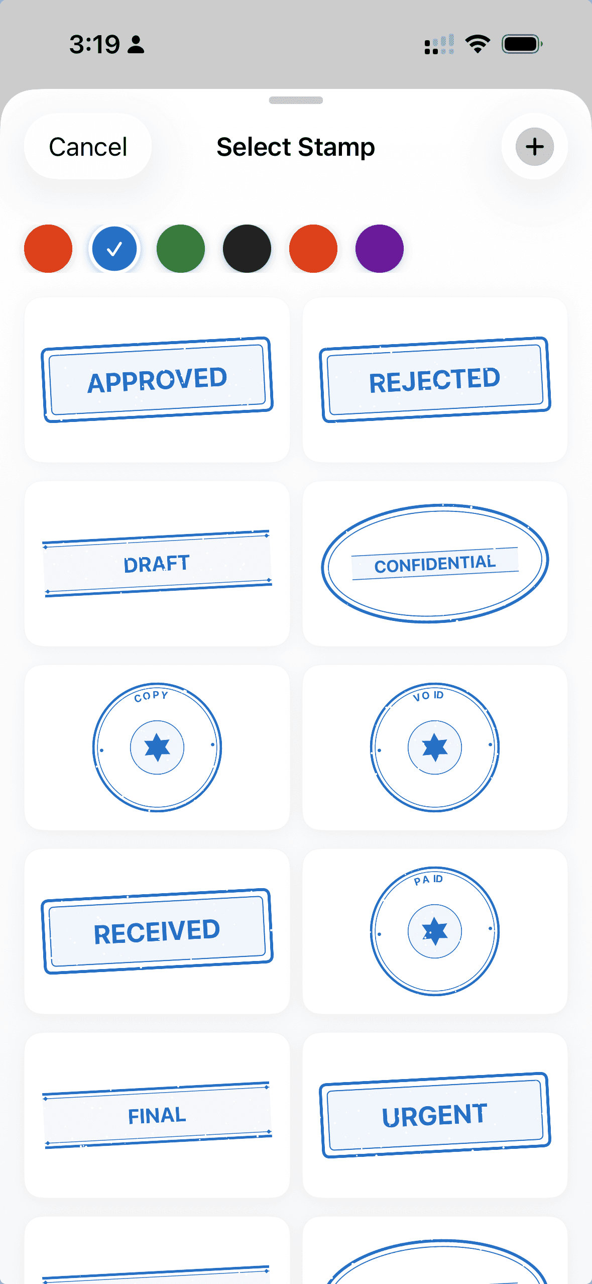 Pre-built stamp templates