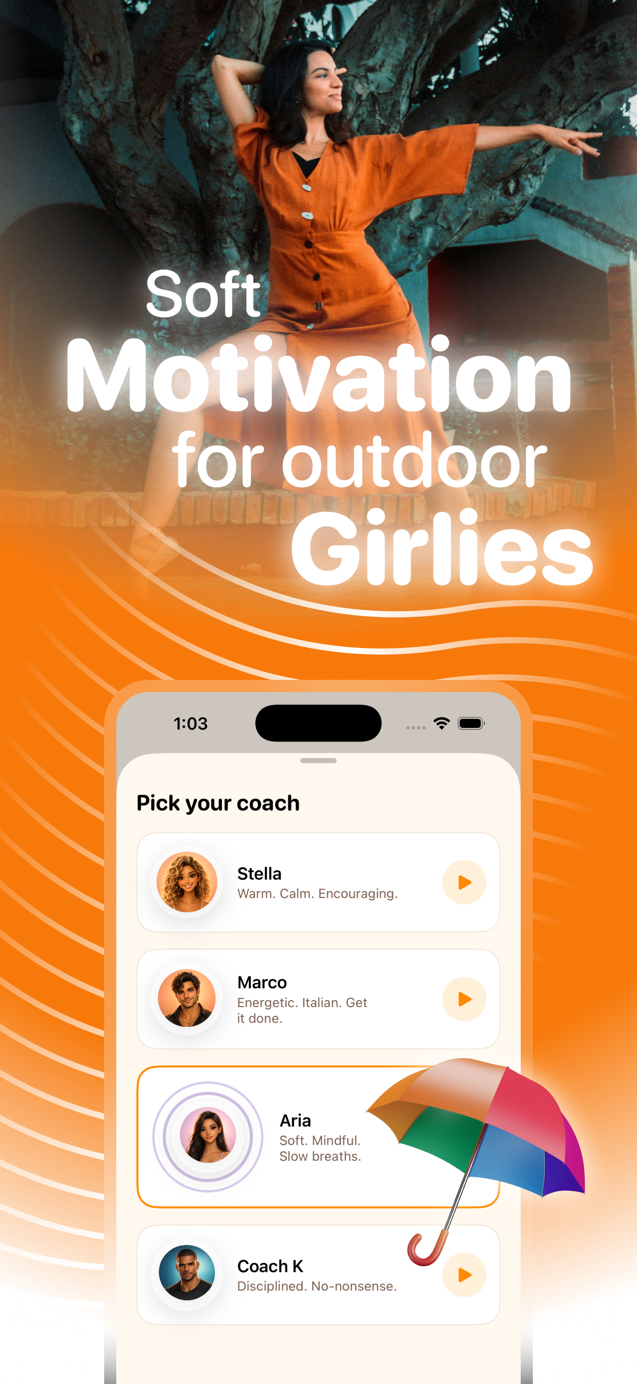 Pick your Sun Coach — Stella, Marco, Aria, Coach K